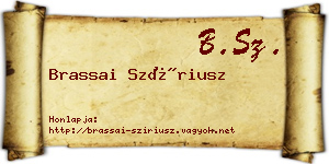 Brassai Szíriusz névjegykártya